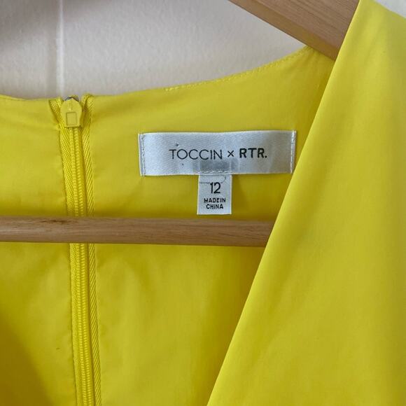 TOCCIN X RTR Twist Front Belted Midi Dress in Lemon Yellow Size 12 Gently Used - Picture 5 of 8